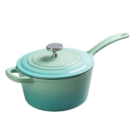Enamel Cast Iron Saucepan with Long Handle