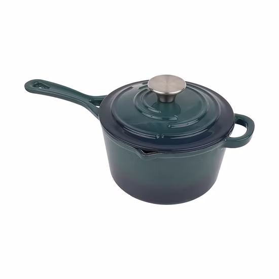 Enamel Cast Iron Saucepan with Long Handle