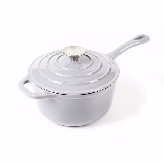 Enamel Cast Iron Saucepan with Long Handle